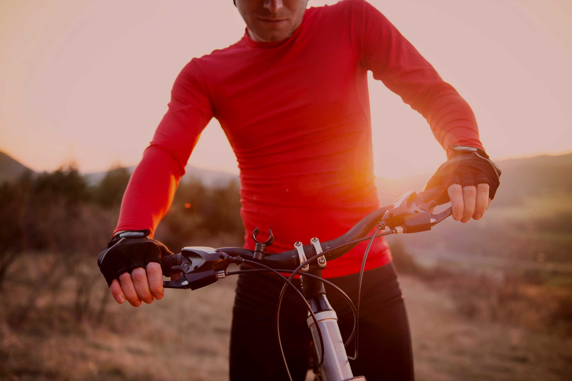 Close up of man on mountain bike