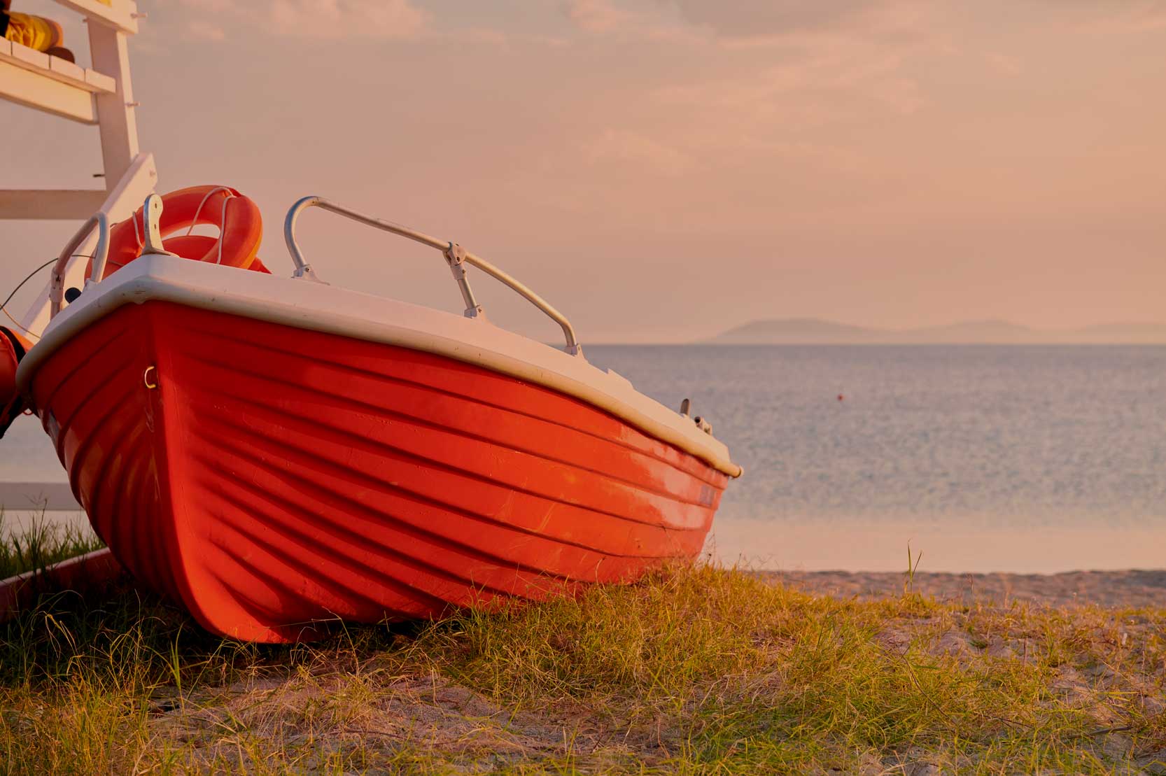 Boat docked at beach